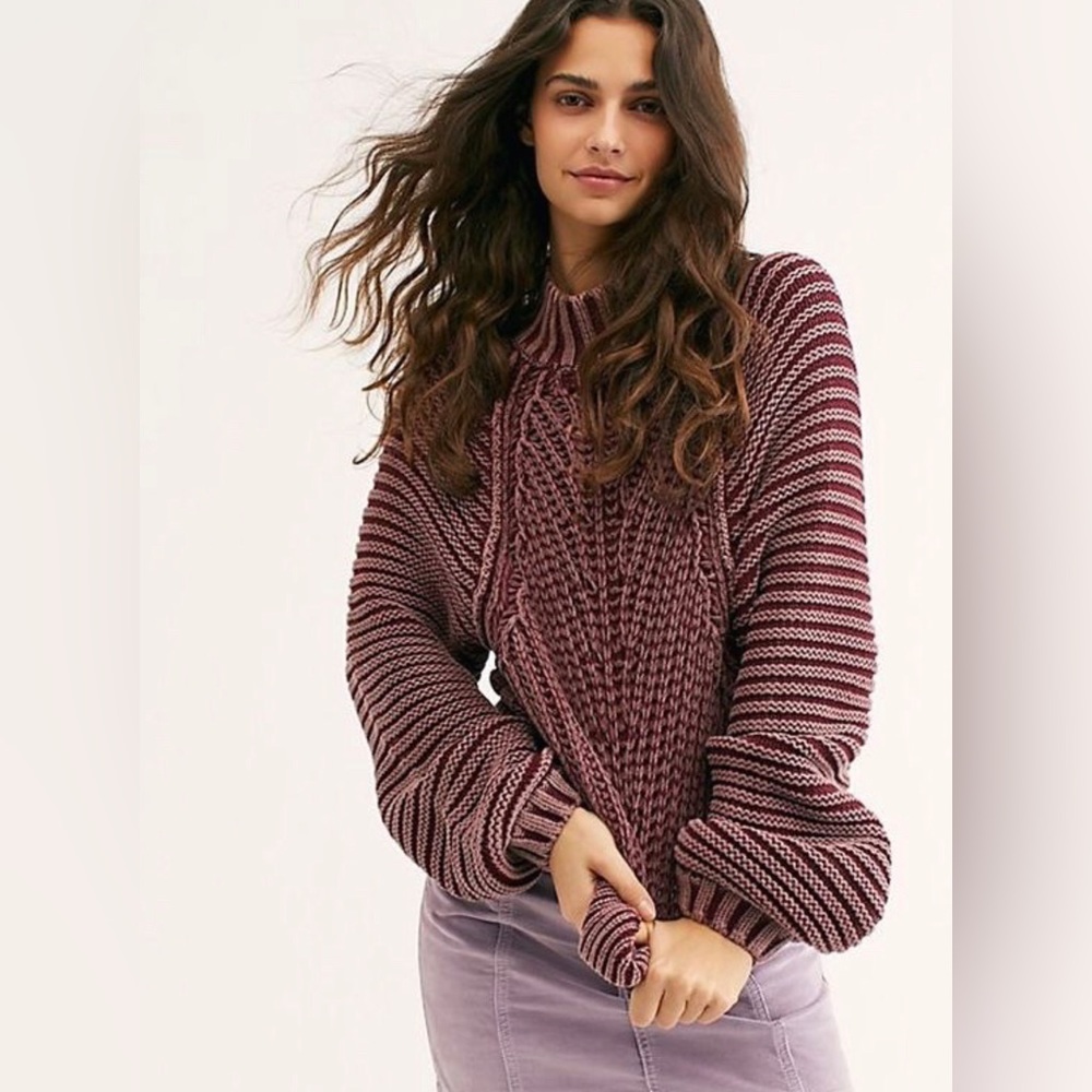 Free People sweetheart mock neck-plum sweater